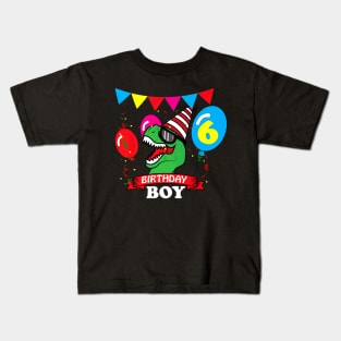 Rex 6th Dinosaur Birthday Kids T-Shirt
